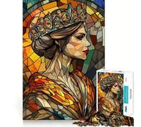 Stained Glass Queen 1000 Pieces Jigsaw Puzzles for Adults Thought Toy Calming Play Precise Edge Heartfelt Gift 38x52cm