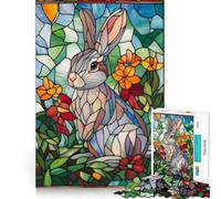 Stained Glass Rabbit 1000 Piece Jigsaws for Teenagers Puzzle Logic Toy Together Fun Precision Cut Stylish Gift 38x52cm