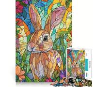 Stained Glass Rabbit 1000 Pieces Jigsaws Adults Puzzles Logic Boost Toy Bonding Time Premium Edge Premium Gift 38x52cm