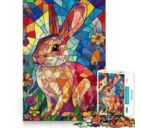 Stained Glass Rabbit 1000 Teenager Pieces Jigsaw Puzzle Brain Challenge Toy Home Activity Clear Cut Heartfelt Gift 50x75cm