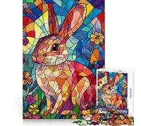 Stained Glass Rabbit 1000 Teenager Pieces Jigsaw Puzzle Brain Challenge Toy Home Activity Clear Cut Heartfelt Gift 50x75cm