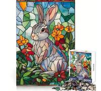 Stained Glass Rabbit Adults Puzzles 1000 Piece Jigsaws Reason Skill Toy Slow Enjoy Exact Cut Art Collection Piece 50x75cm