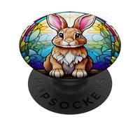Stained Glass Rabbit Bunny Lover PopSockets Adhesive PopGrip