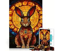 Stained Glass Rabbit Jigsaw 1000 Pieces for Teenagers Mind Exercise Toy Relaxing Fun Design Assembly Perfect Present 38x52cm