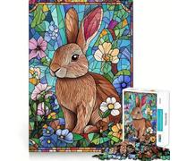 Stained Glass Rabbit Jigsaw Puzzles for Teenagers 1000 Piece Strong Logic Toy Stress Release Clear Edge Classic Gift 38x26cm