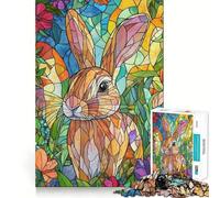 Stained Glass Rabbit Jigsaws 1000 Pieces for Adults Mind Exercise Toy Stress Relief Design Assembly Elegant Gift 50x75cm