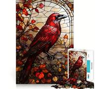 Stained Glass Raven 1000 Piece Jigsaw Puzzle for Teenagers Brain Challenge Toy Relax Time Precise Cut Art Display 50x75cm