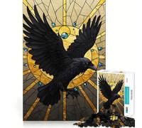 Stained Glass Raven 1000 Piece Jigsaw Puzzles for Adults Teenagers Brain Game Mind Calm Exact Cut 38x52cm