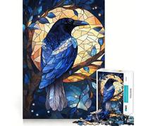 Stained Glass Raven 1000 Piece Jigsaw Puzzles for Teenagers Reason Skill Toy Quiet Calm Exact Cut Xmas Surprise 38x52cm