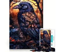 Stained Glass Raven 1000 Pieces Jigsaw Puzzles for Teenagers Boost Memory Stress Release Premium Cut Cherished Gift 50x75cm