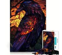 Stained Glass Raven 1000 Pieces Jigsaws Adults Puzzles Logic Boost Toy Bonding Time Premium Edge Premium Gift 38x26cm