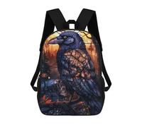 Stained Glass Raven Backpack, 3D Printed School Bag, School Lunch Bag, Travel Backpack, Friends Backpack, School Backpack for Girls And Boys 17inch