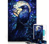 Stained Glass Raven Jigsaw Puzzles 1000 Pieces for Teenagers Thought Toy Shared Fun Precise Edge Santa Wish Item 50x75cm