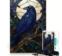 Stained Glass Raven Under The Moon Teenagers 1000 Piece Jigsaw Puzzle Brain Challenge Toy Shared Fun Clear Cut Warm Surprise 38x26cm