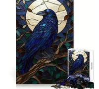 Stained Glass Raven Under The Moon Teenagers 1000 Piece Jigsaw Puzzle Brain Challenge Toy Shared Fun Clear Cut Warm Surprise 38x26cm