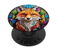 Stained Glass Red Fox PopSockets Adhesive PopGrip