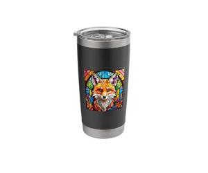 Stained Glass Red Fox Stainless Steel Insulated Tumbler