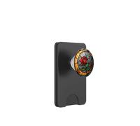 Stained Glass Red Rose, Glowing Boho Moon, Beautiful PopSockets PopWallet for MagSafe