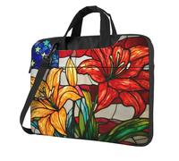 Stained Glass Red Yellow Lilly Flower Laptop Bag Laptop Case 15.6 Inch Computer Bags Padded Sleeve Cover For Women Men