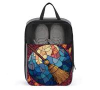 Stained Glass Retro Wizard's Broom Shoe Bag for Travel Daily Use Anti-dust Storage Carrier Golf Shoe Pouch