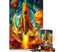 Stained Glass Rocket Launch Jigsaw Puzzles 1000 Pieces for Teenagers Mind Skill Toy Casual Fun Design Assembly Stylish Gift 38x52cm