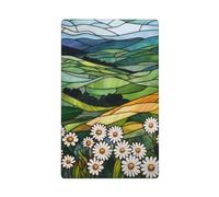Stained Glass Rolling Hills Daisy Fields Single Toggle Blank Wall Plate Light Switch Cover Decorative 1 Gang for Kitchen Room Bathroom Size 11.4x7cm