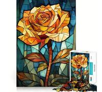 Stained Glass Rose 1000 Pieces Jigsaw Puzzles for Adults Thought Toy Calming Play Precise Edge Heartfelt Gift 50x75cm