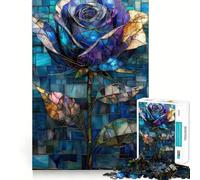 Stained Glass Rose 1000 Pieces Jigsaw Puzzles for Teenagers Mind Skill Toy Leisure Fun Design Assembly Elegant Gift 38x26cm