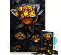 Stained Glass Rose Adults Puzzles 1000 Piece Jigsaws Mind Exercise Toy Relaxed Mind Design Assembly Santa Wish Gift 50x75cm