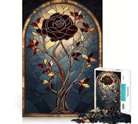 Stained Glass Rose Adults Puzzles 1000 Piece Jigsaws Reason Skill Toy Slow Enjoy Exact Cut Art Collection Piece 38x52cm