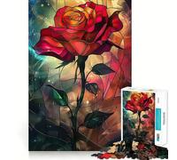 Stained Glass Rose Jigsaw Puzzle for Adults 1000 Pieces Smart Game Tension Relief Pattern Assembly Heartfelt Gift 50x75cm