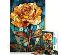 Stained Glass Rose Jigsaw Puzzles 1000 Piece for Teenagers Mind Skill Toy Cozy Relax Design Assembly Thoughtful Gift 38x52cm