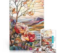 Stained Glass Roses1000 Piece Jigsaw Puzzles for Adults Jigsaw Train your brain and hands Artists Collection, Fine Art 38x26cm