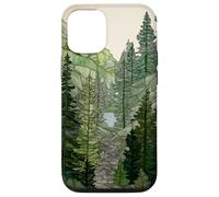 Stained Glass Sage Green Pine Forest Mountain Landscape Case for iPhone 12/12 Pro