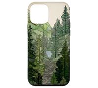 Stained Glass Sage Green Pine Forest Mountain Landscape Case for iPhone 12 mini