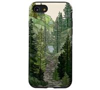 Stained Glass Sage Green Pine Forest Mountain Landscape Case for iPhone SE (2020) / 7/8