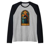 Stained Glass Saint Anne Raglan Baseball Tee