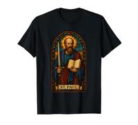 Stained Glass Saint Paul Value Graphic T-Shirt, Men, Black, M