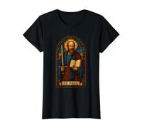 Stained Glass Saint Paul Value Graphic T-Shirt, Women, Black, S