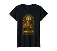 Stained Glass Saint Peter Value Graphic T-Shirt, Women, Black, XL