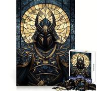 Stained Glass Samurai Jigsaw Puzzles 1000 Pieces for Teenagers Thought Toy Shared Fun Precise Edge Santa Wish Item 50x75cm