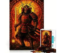 Stained Glass Samurai Warrior Hard Jigsaw Puzzle for Adults 1000 Pieces Recall Upgrade Gentle Relax Clear Cut Unique Gift 38x26cm