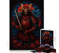 Stained Glass Samurai Warrior Illustration 1000 Piece Jigsaw Puzzle for Adults Think Smart Toy Indoor Fun Smooth Cut Santa Wish Pick 38x26cm