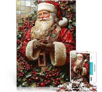 Stained Glass Santa ClausJigsaw Puzzles 1000 Pieces for teenagers Stress Relief is ideal as a gift for the whole family 38x26cm