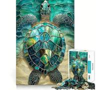 Stained Glass Sea Turtle 1000 Piece Jigsaw Puzzles for Adults Teenagers Brain Game Mind Calm Exact Cut 38x52cm