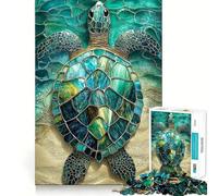 Stained Glass Sea Turtle Hard Jigsaw Puzzle for Adults 1000 Pieces Boost Recall Calm Escape Tight Edge 50x75cm