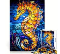 Stained Glass Seahorse 1000 Piece Jigsaw Puzzle for Adults Think Smart Toy Indoor Fun Smooth Cut Santa Wish Pick 50x75cm