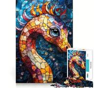Stained Glass Seahorse 1000 Pieces Jigsaw Puzzles for Teenagers Boost Memory Stress Release Premium Cut Cherished Gift 38x52cm