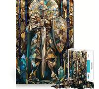 Stained Glass Sentinel 1000 Piece Jigsaw Puzzle for Adults Think Smart Toy Indoor Fun Smooth Cut Santa Wish Pick 38x26cm