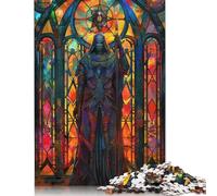 Stained Glass Sentinel Puzzle Unique Home Decor Paper Rectangular Jigsaw Puzzle for Adults Teen Gifts 1000pcs (38x26cm)